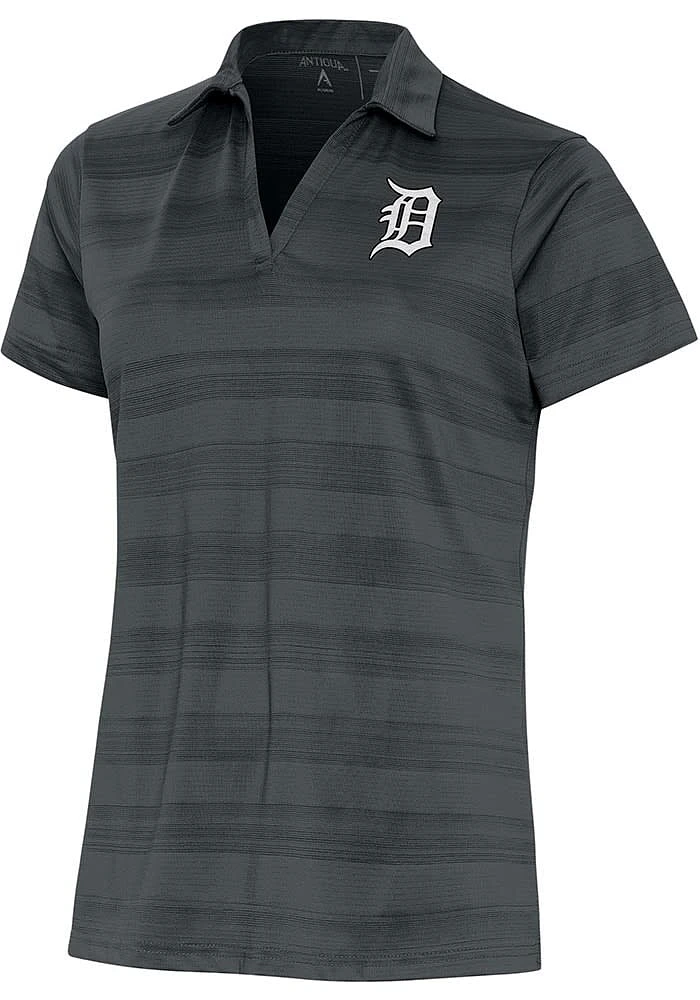 Antigua Detroit Tigers Womens Metallic Logo Compass Short Sleeve Polo Shirt