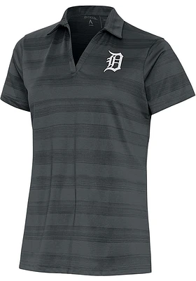 Antigua Detroit Tigers Womens Metallic Logo Compass Short Sleeve Polo Shirt