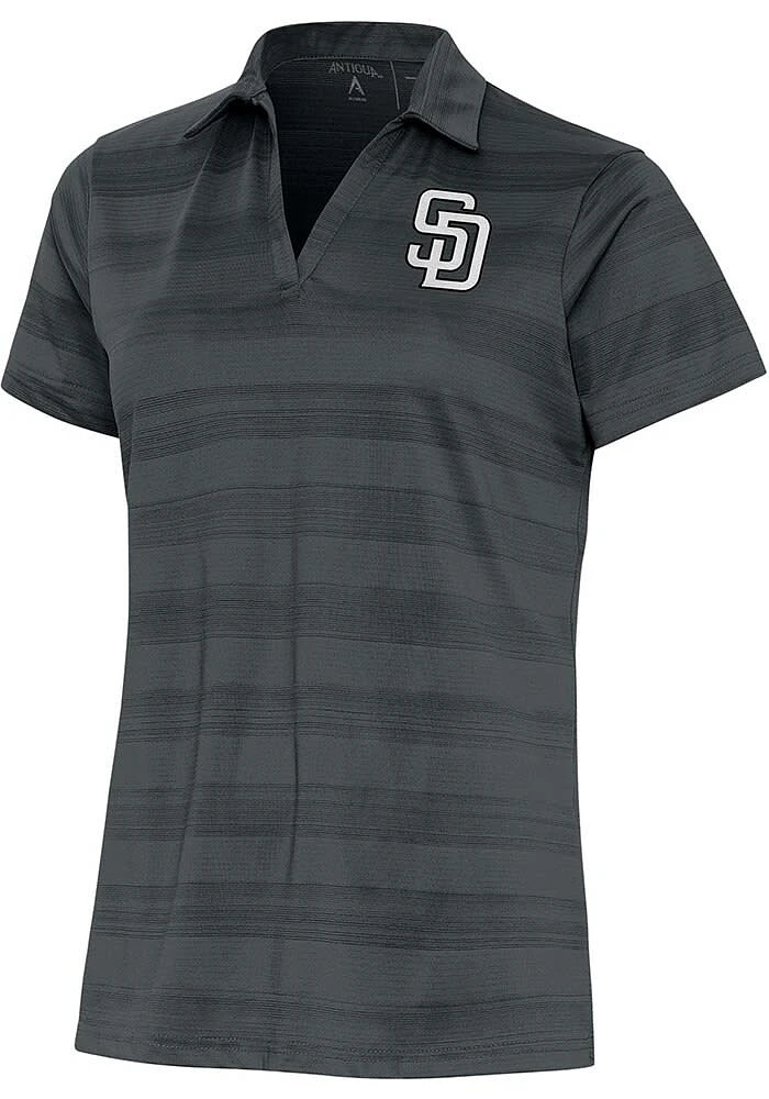 Antigua San Diego Padres Womens Metallic Logo Compass Short Sleeve Polo Shirt