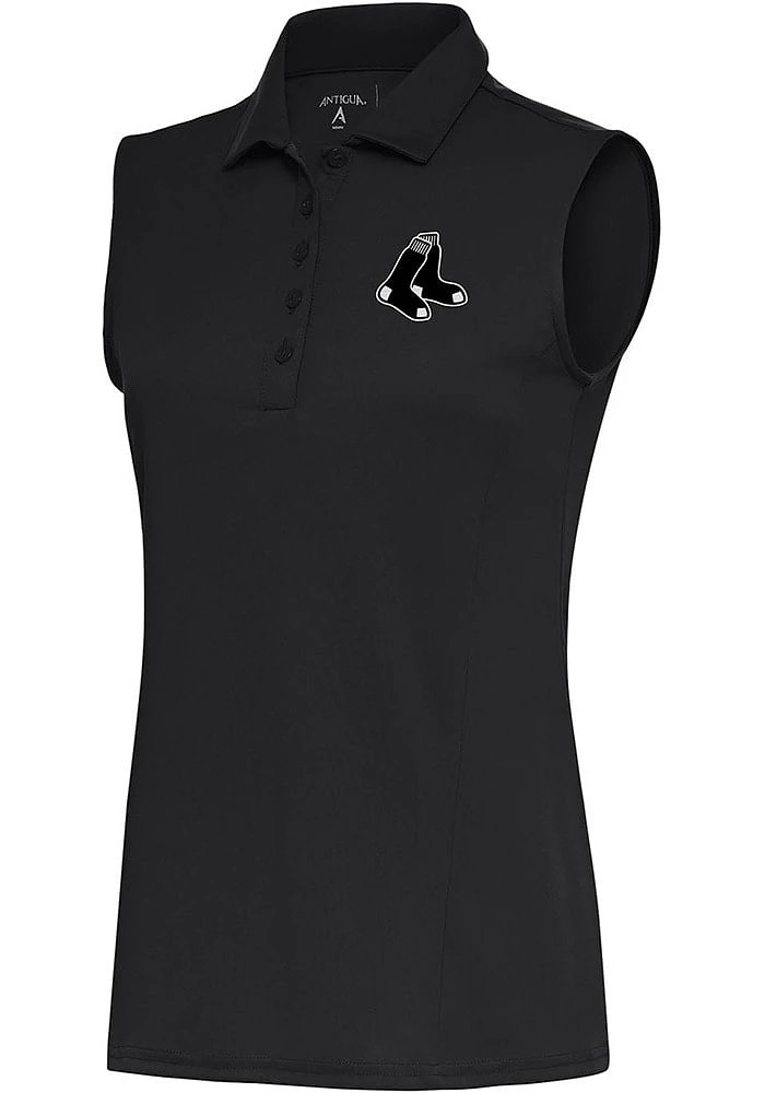 Antigua Boston Red Sox Womens Grey Metallic Logo Tribute Polo Shirt