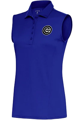 Antigua Chicago Cubs Womens Metallic Logo Tribute Polo Shirt
