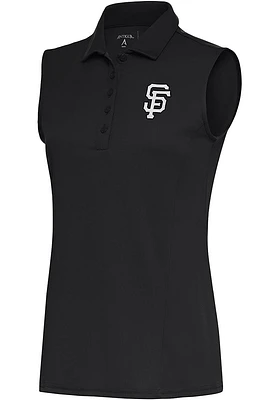 Antigua San Francisco Giants Womens Grey Metallic Logo Tribute Polo Shirt