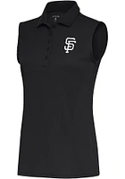 Antigua San Francisco Giants Womens Grey Metallic Logo Tribute Polo Shirt