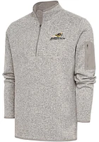 Antigua Akron RubberDucks Mens Oatmeal Fortune Long Sleeve Qtr Zip Fashion Pullover