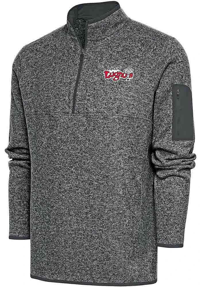 Antigua Lansing Lugnuts Mens Fortune Long Sleeve Qtr Zip Fashion Pullover