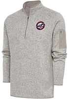 Antigua Louisville Bats Mens Oatmeal Fortune Long Sleeve Qtr Zip Fashion Pullover
