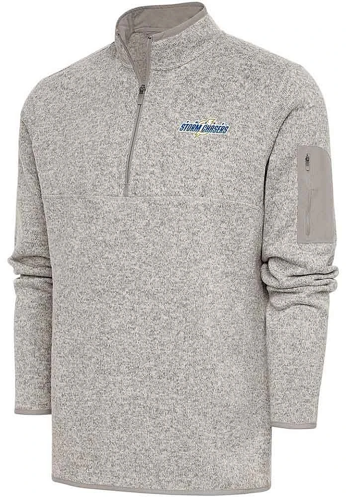 Antigua Omaha Storm Chasers Mens Oatmeal Fortune Long Sleeve Qtr Zip Fashion Pullover