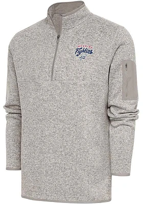 Antigua Reading Fightin Phils Mens Oatmeal Fortune Long Sleeve Qtr Zip Fashion Pullover