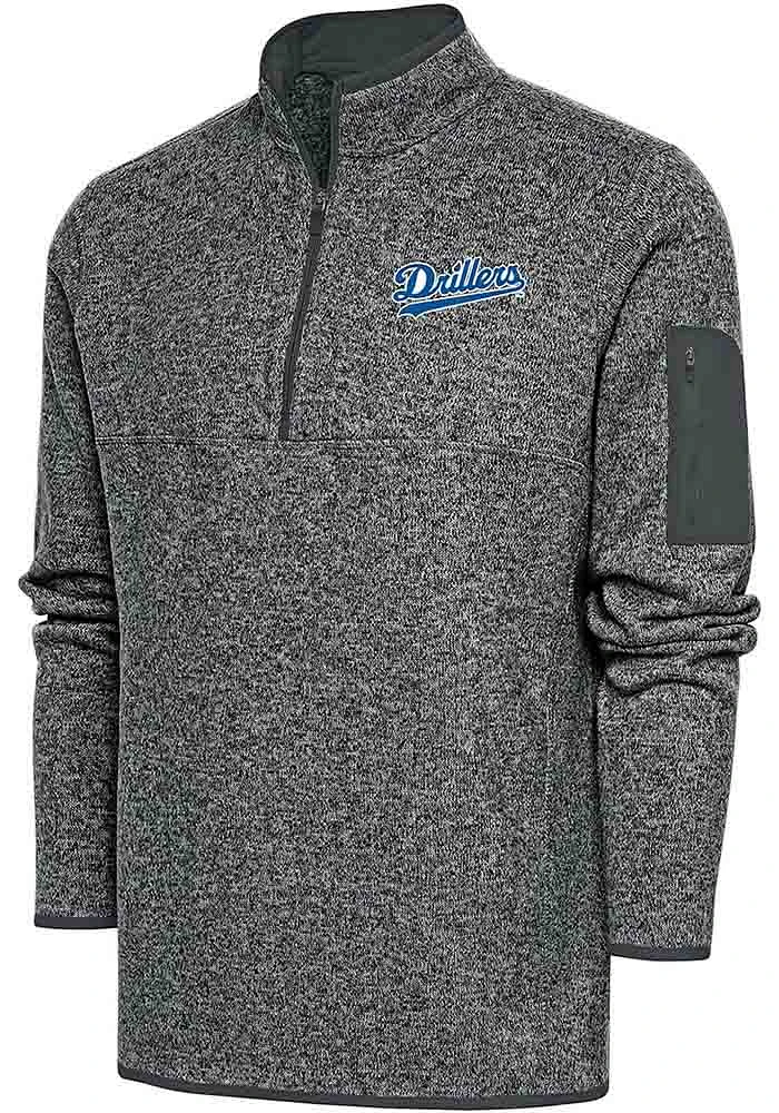 Antigua Tulsa Drillers Mens Fortune Long Sleeve Qtr Zip Fashion Pullover