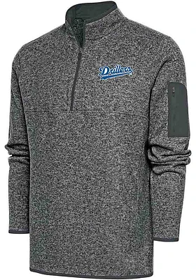 Antigua Tulsa Drillers Mens Fortune Long Sleeve Qtr Zip Fashion Pullover