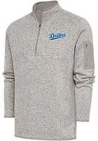 Antigua Tulsa Drillers Mens Oatmeal Fortune Long Sleeve Qtr Zip Fashion Pullover
