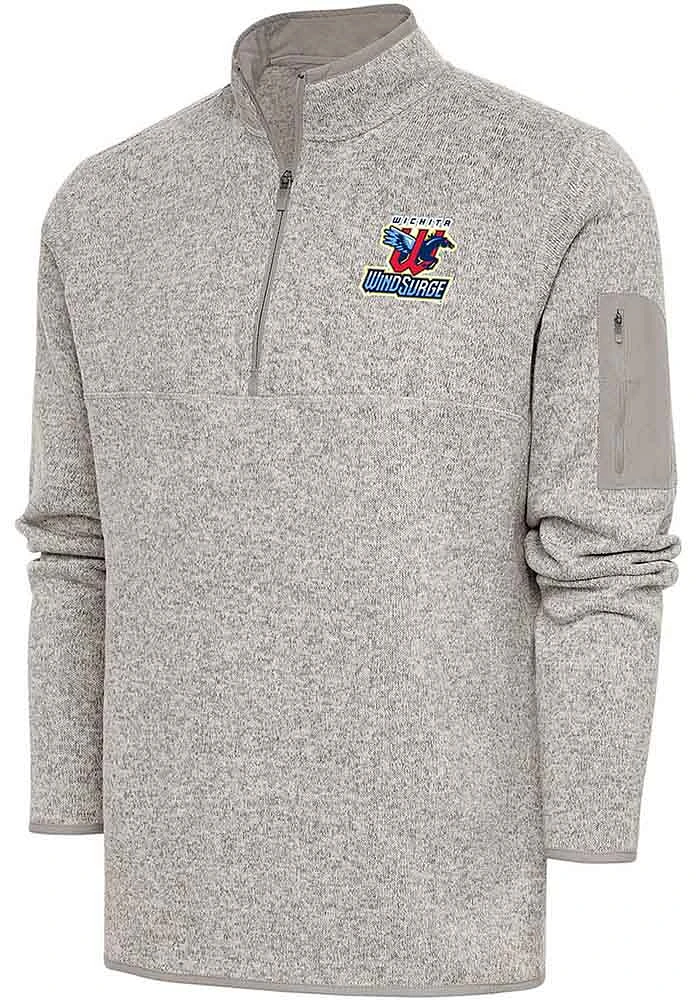 Antigua Wichita Wind Surge Mens Oatmeal Fortune Long Sleeve Qtr Zip Fashion Pullover
