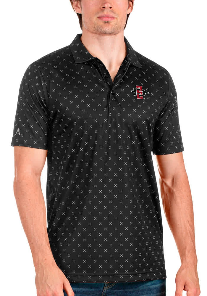 Antigua San Diego State Aztecs Mens Black Spark Short Sleeve Polo