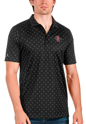 Antigua San Diego State Aztecs Mens Black Spark Short Sleeve Polo