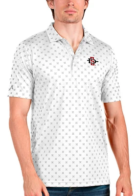 Antigua San Diego State Aztecs Mens White Spark Short Sleeve Polo