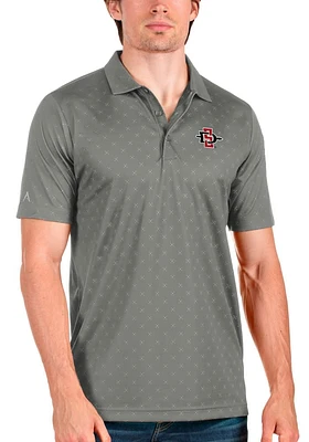 Antigua San Diego State Aztecs Mens Grey Spark Short Sleeve Polo