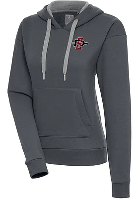 Antigua San Diego State Aztecs Womens Charcoal Victory Hooded Sweatshirt