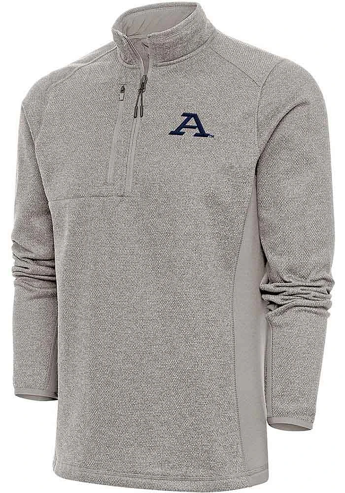 Antigua Akron Zips Mens Oatmeal Course Long Sleeve Qtr Zip Pullover