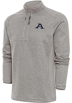Antigua Akron Zips Mens Oatmeal Course Long Sleeve Qtr Zip Pullover