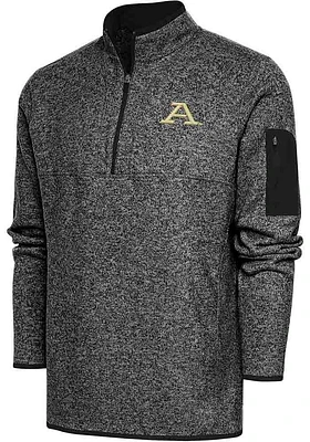 Antigua Akron Zips Mens Black Fortune Long Sleeve Qtr Zip Fashion Pullover