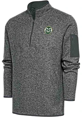 Antigua Colorado State Rams Mens Charcoal Fortune Long Sleeve Qtr Zip Fashion Pullover