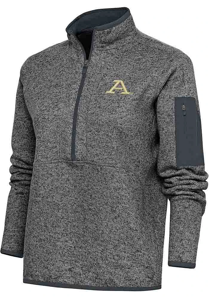 Antigua Akron Zips Womens Charcoal Fortune Qtr Zip