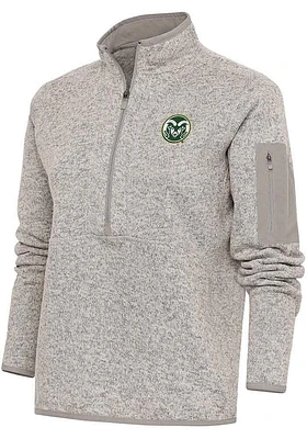 Antigua Colorado State Rams Womens Oatmeal Fortune Qtr Zip