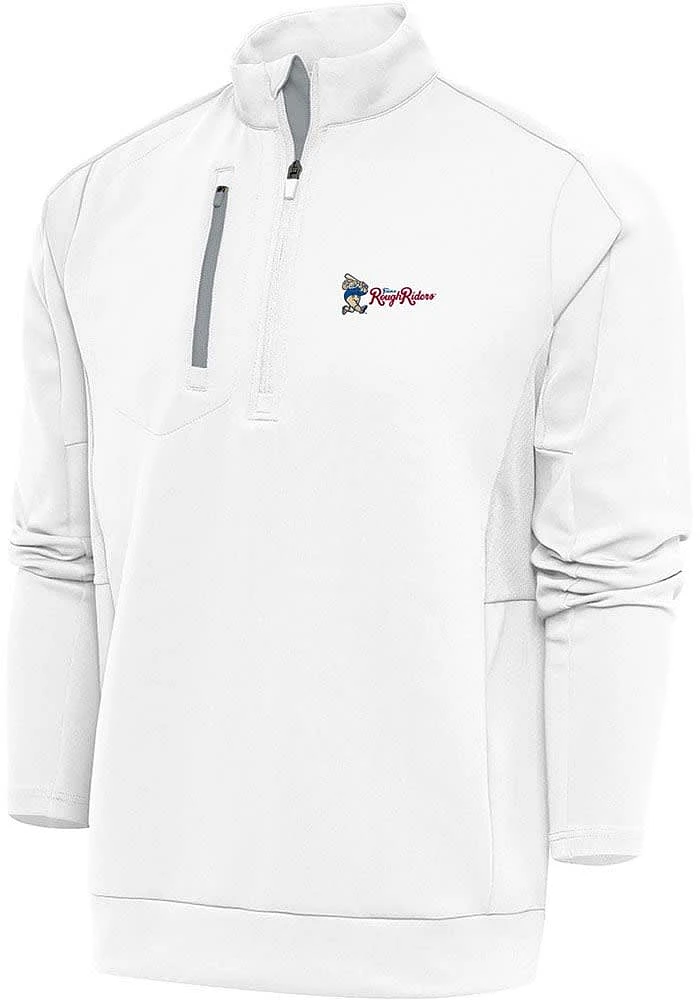 Antigua Frisco Rough Riders Mens White Generation Long Sleeve Qtr Zip Pullover