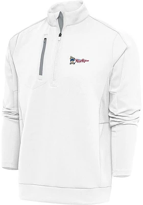 Antigua Frisco Rough Riders Mens White Generation Long Sleeve Qtr Zip Pullover