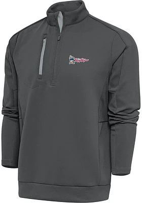 Antigua Frisco Rough Riders Mens Grey Generation Long Sleeve Qtr Zip Pullover
