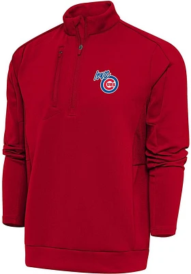 Antigua Iowa Cubs Mens Red Generation Long Sleeve Qtr Zip Pullover