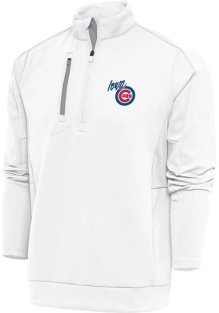 Antigua Iowa Cubs Mens White Generation Long Sleeve Qtr Zip Pullover