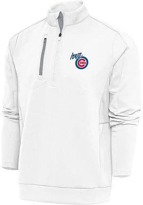 Antigua Iowa Cubs Mens White Generation Long Sleeve Qtr Zip Pullover