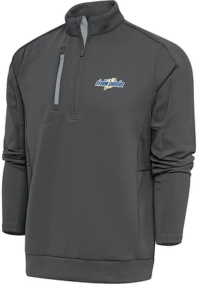 Antigua Omaha Storm Chasers Mens Grey Generation Long Sleeve Qtr Zip Pullover