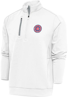 Antigua South Bend Cubs Mens White Generation Long Sleeve Qtr Zip Pullover