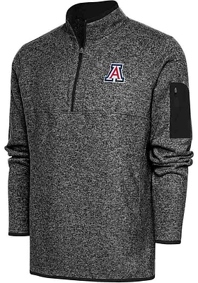 Antigua Arizona Wildcats Mens Black Fortune Long Sleeve Qtr Zip Pullover