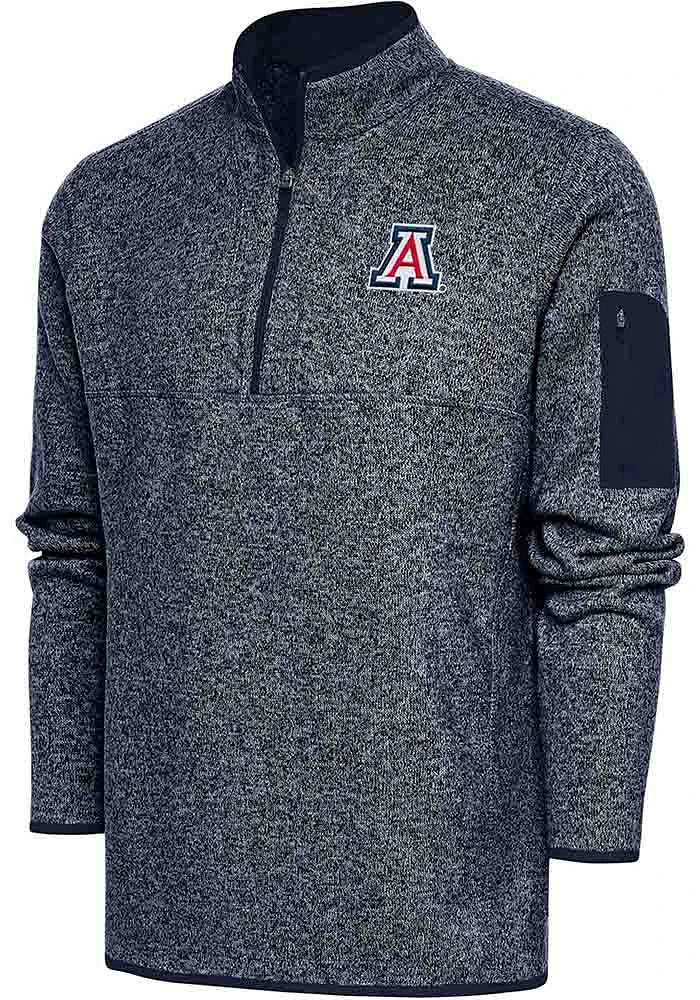 Antigua Arizona Wildcats Mens Navy Blue Fortune Long Sleeve Qtr Zip Pullover