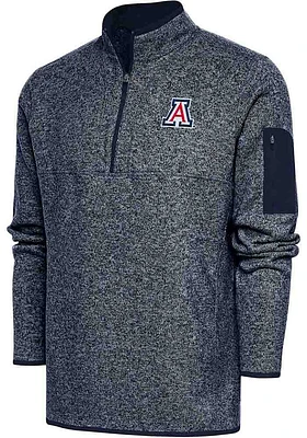 Antigua Arizona Wildcats Mens Navy Blue Fortune Long Sleeve Qtr Zip Pullover