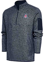 Antigua Arizona Wildcats Mens Navy Blue Fortune Long Sleeve Qtr Zip Pullover