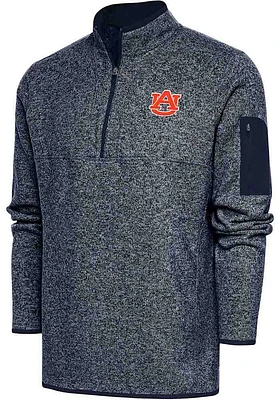 Antigua Auburn Tigers Mens Navy Blue Fortune Long Sleeve Qtr Zip Pullover