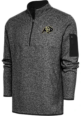 Antigua Colorado Buffaloes Mens Black Fortune Long Sleeve Qtr Zip Pullover