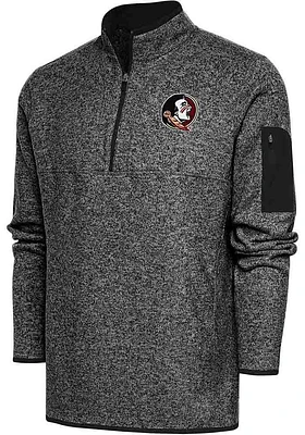 Antigua Florida State Seminoles Mens Black Fortune Long Sleeve Qtr Zip Pullover