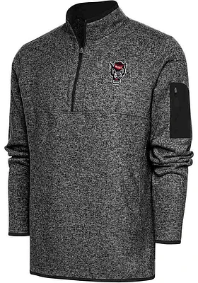 Antigua NC State Wolfpack Mens Black Fortune Long Sleeve Qtr Zip Pullover