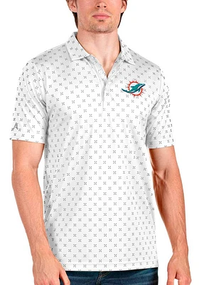 Antigua Miami Dolphins Mens White Spark Short Sleeve Polo