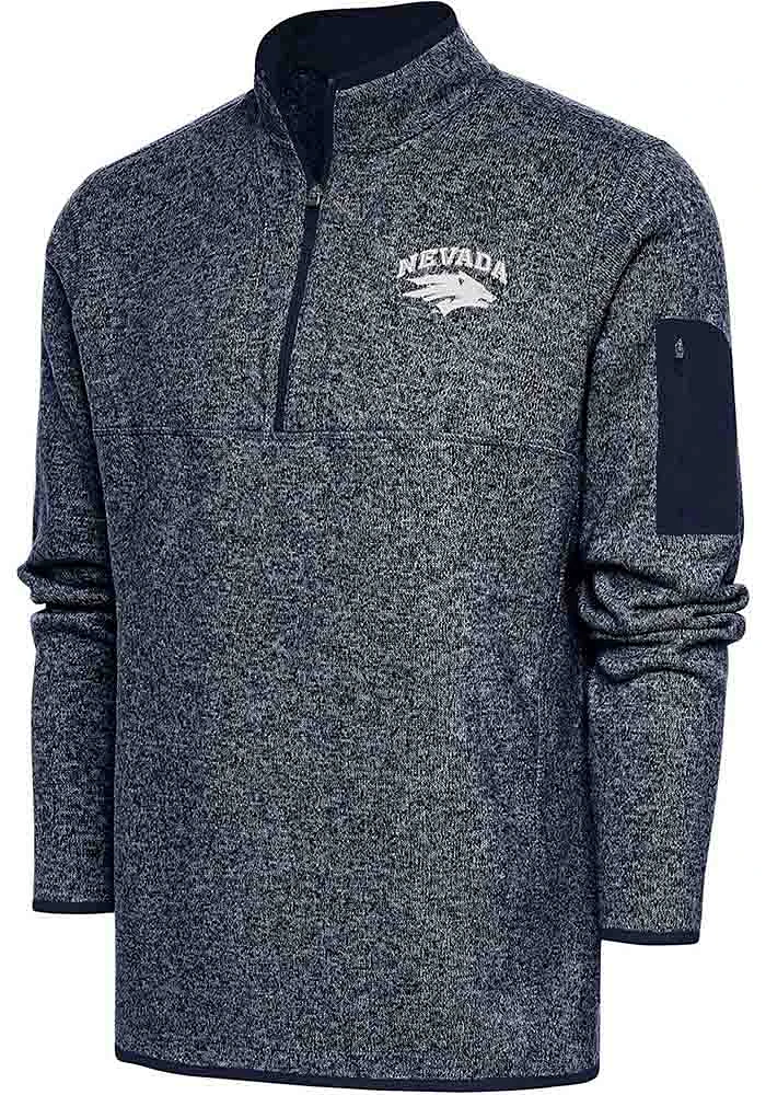Antigua Nevada Wolf Pack Mens Navy Blue Fortune Long Sleeve Qtr Zip Pullover