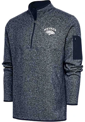 Antigua Nevada Wolf Pack Mens Navy Blue Fortune Long Sleeve Qtr Zip Pullover