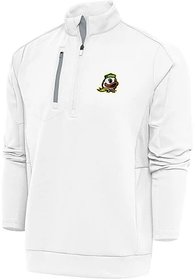 Antigua Oregon Ducks Mens White Generation Long Sleeve Qtr Zip Pullover