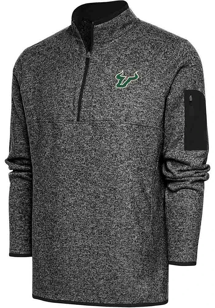 Antigua South Florida Bulls Mens Black Fortune Long Sleeve Qtr Zip Pullover