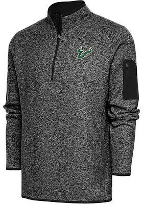 Antigua South Florida Bulls Mens Black Fortune Long Sleeve Qtr Zip Pullover