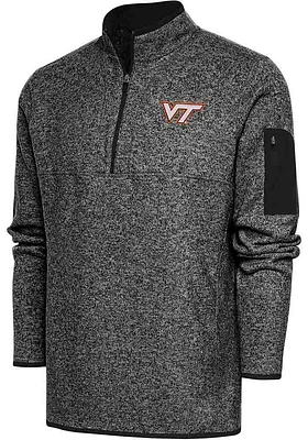 Antigua Virginia Tech Hokies Mens Black Fortune Long Sleeve Qtr Zip Pullover
